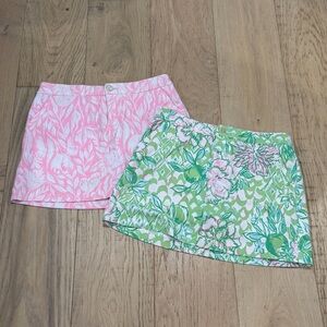 Lilly Pulitzer Girls Pink and Green Floral Skort Duo